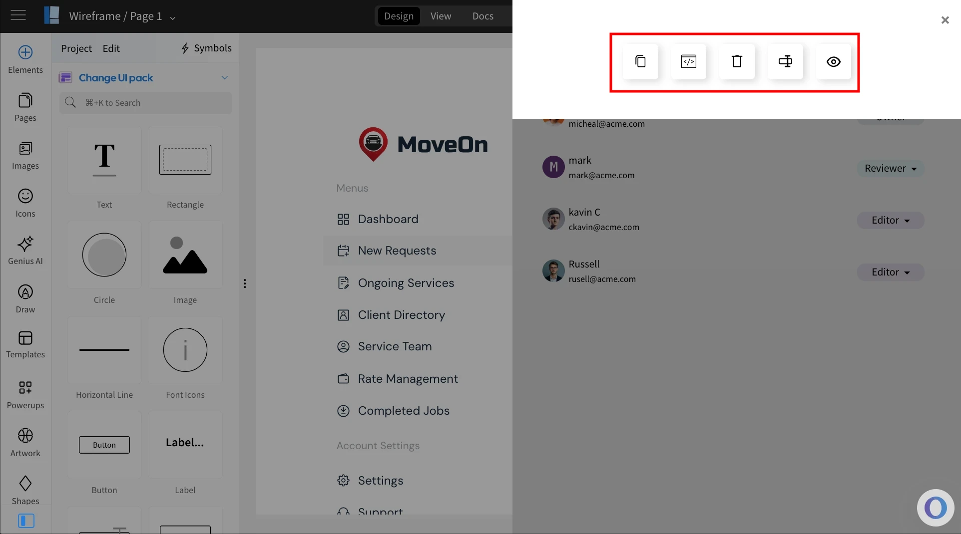 Various options to share - MockFlow Wireframe Editor