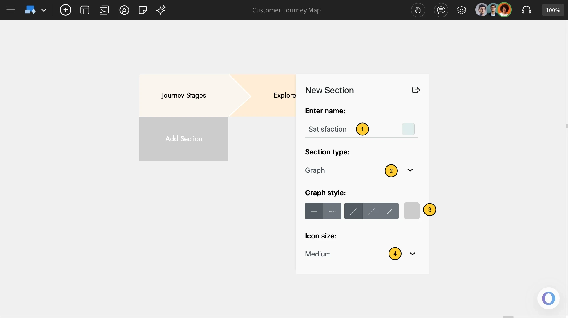 Customizing Icons in Graph Type for Customer Journey Map - MockFlow IdeaBoard