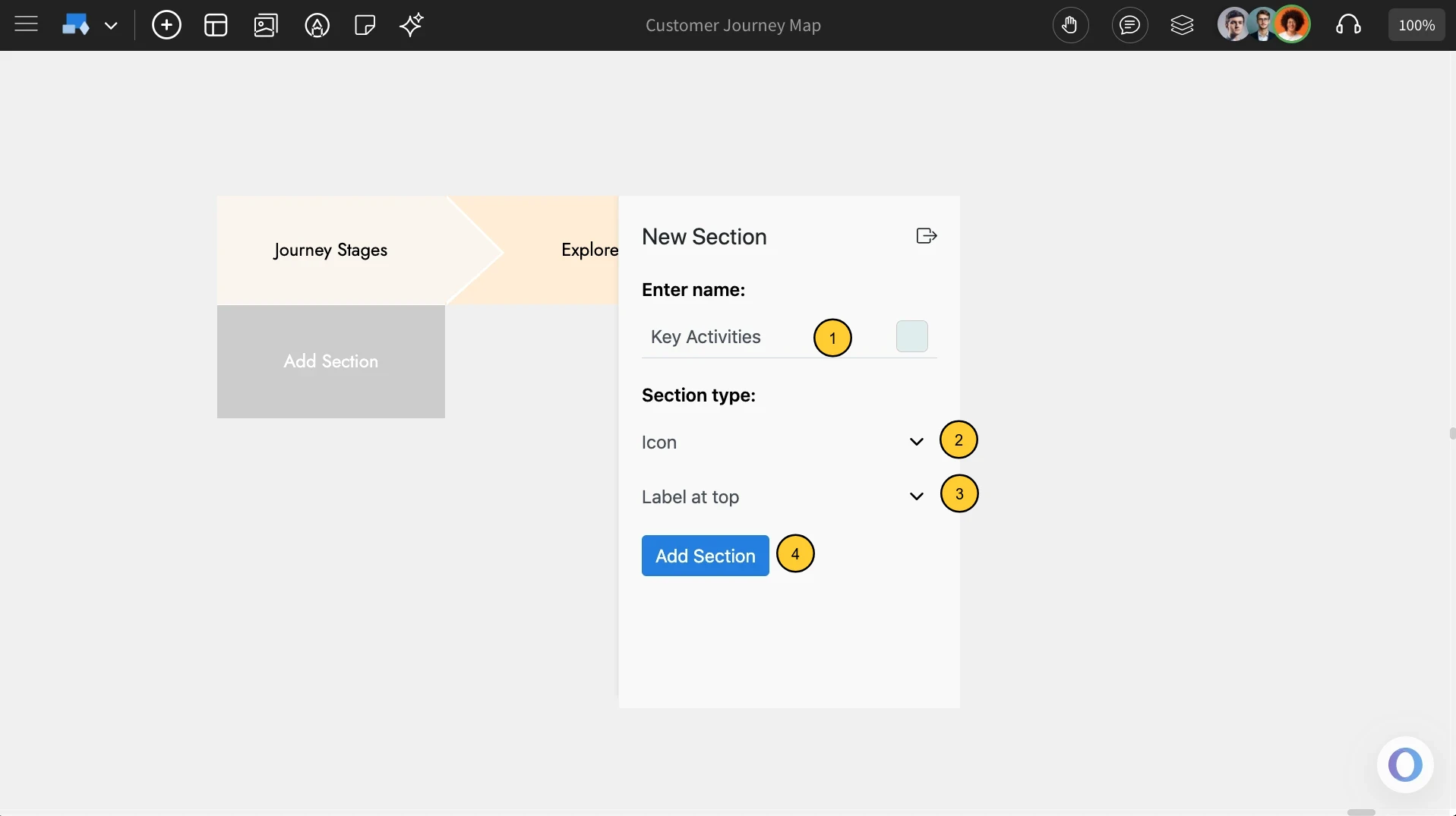 Icon type in Customer Journey Map - MockFlow IdeaBoard