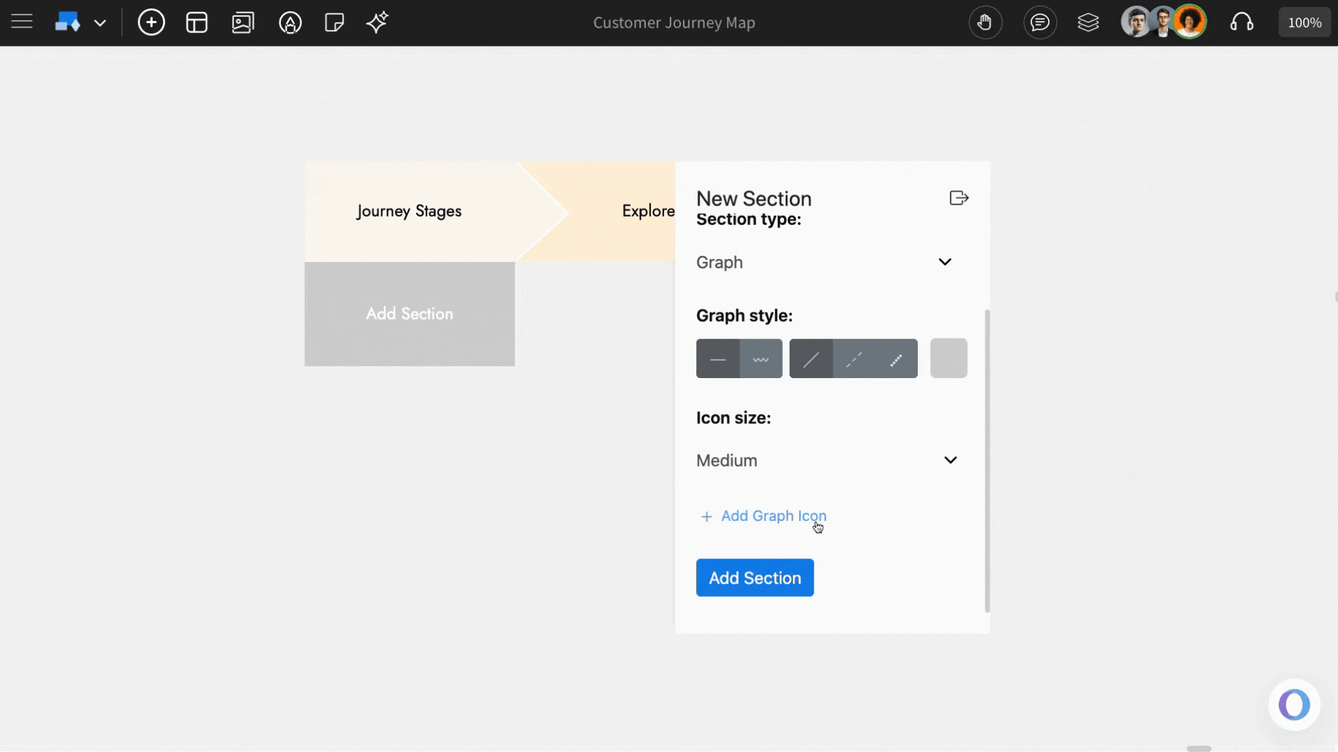 Adding Icons in Graph Type for Customer Journey Map - MockFlow IdeaBoard