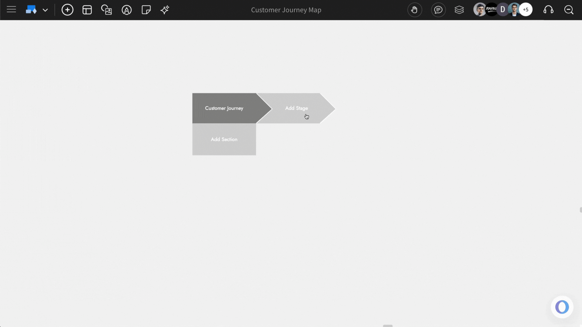 Adding Stages in Customer Journey Map - MockFlow IdeaBoard