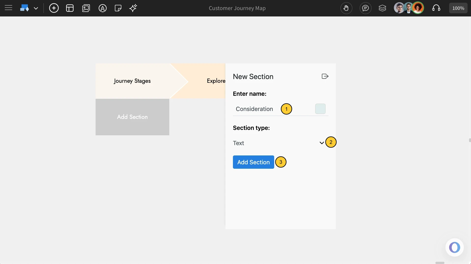 Text type for Customer Journey Map - MockFlow IdeaBoard