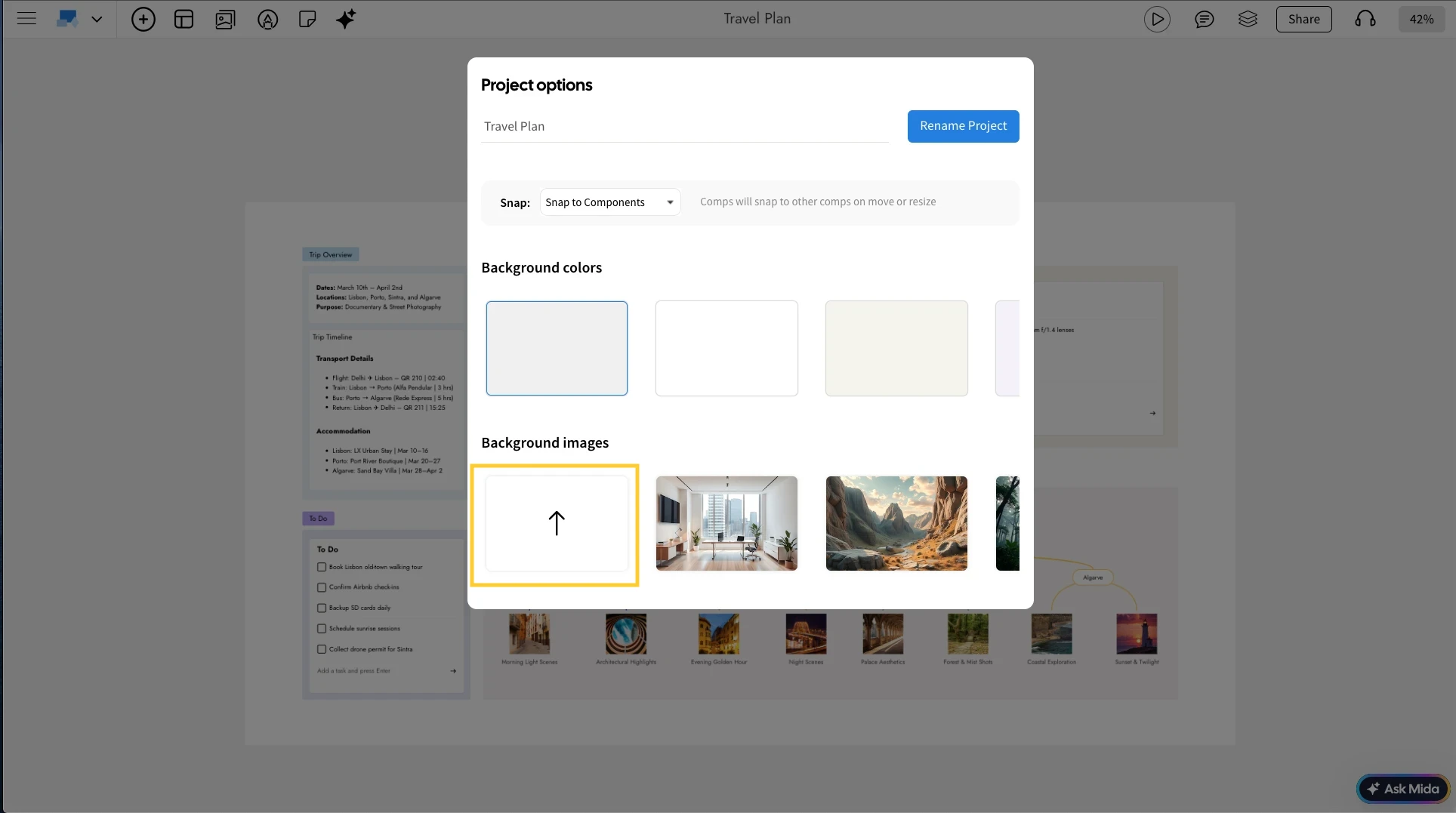 Navigate to upload custom images