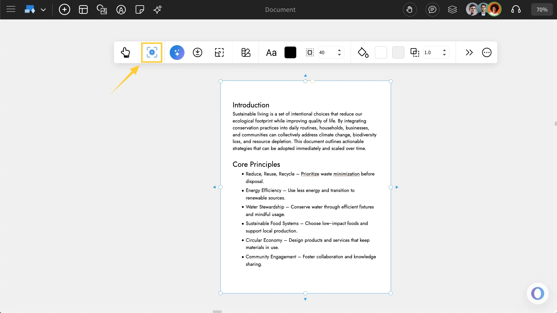 Using Focus Mode in Document - MockFlow IdeaBoard