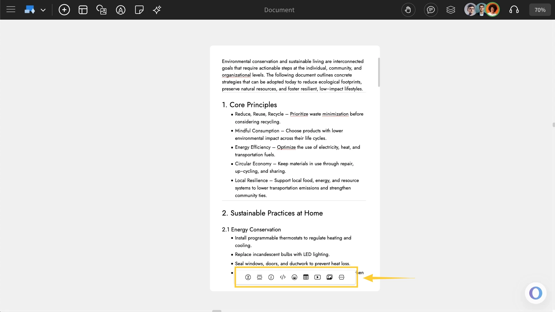 Formatting Options in Document - MockFlow IdeaBoard