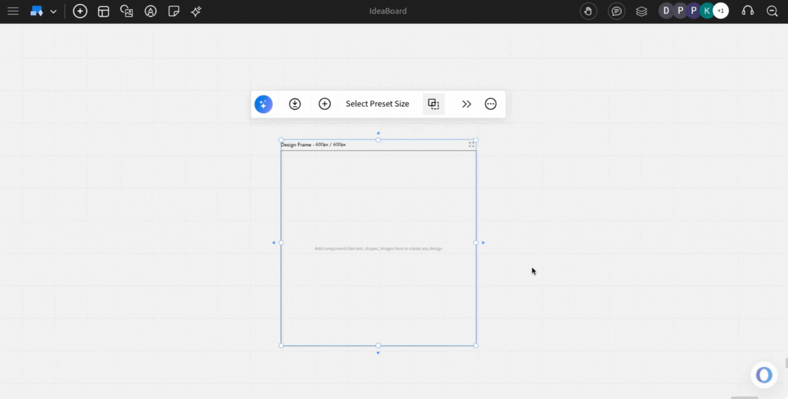 Choose the layout of the Design Frame - MockFlow IdeaBoard