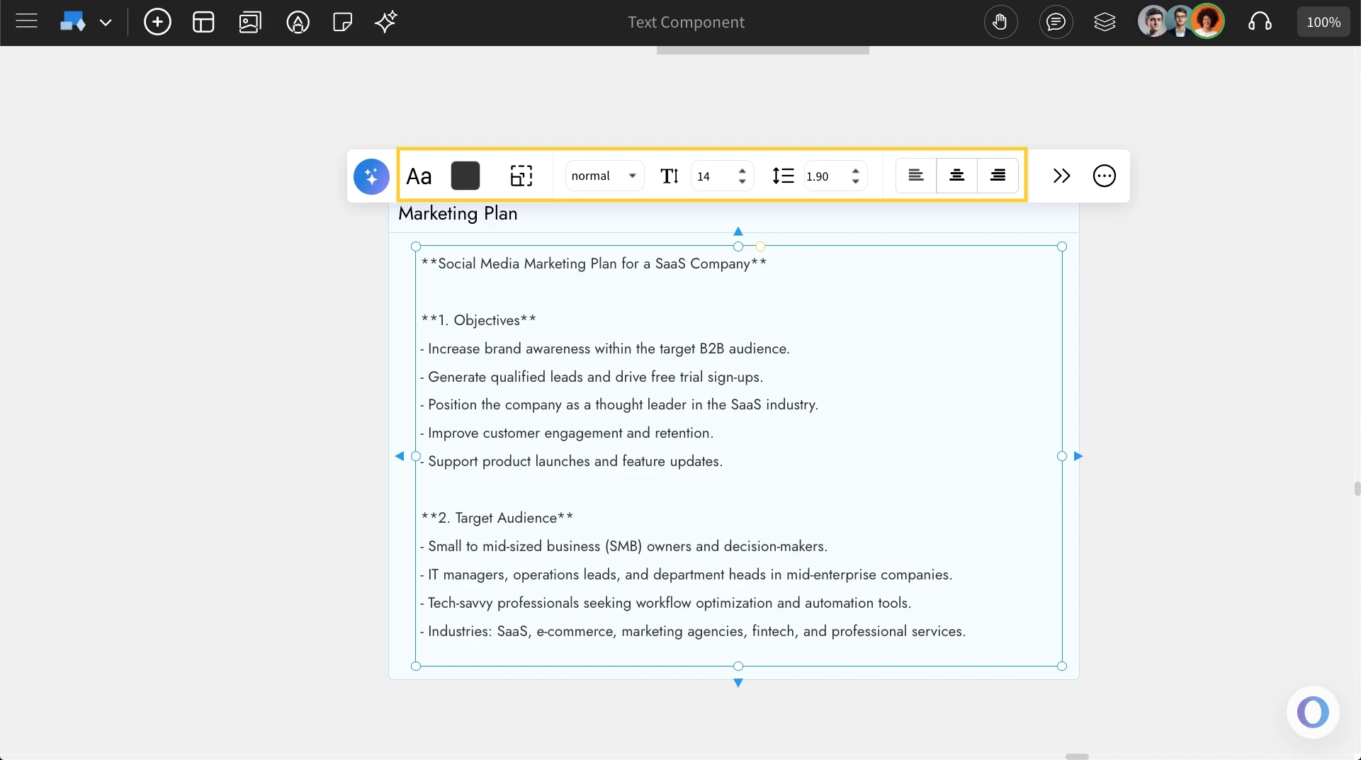 Customizing text in Text component - MockFlow IdeaBoard