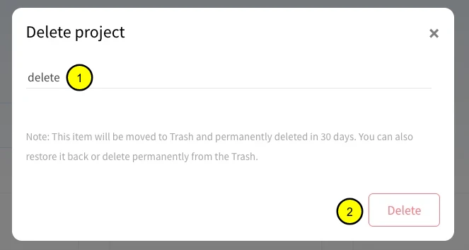 Add 'Delete' in the input field followed by clicking on 'Delete.'