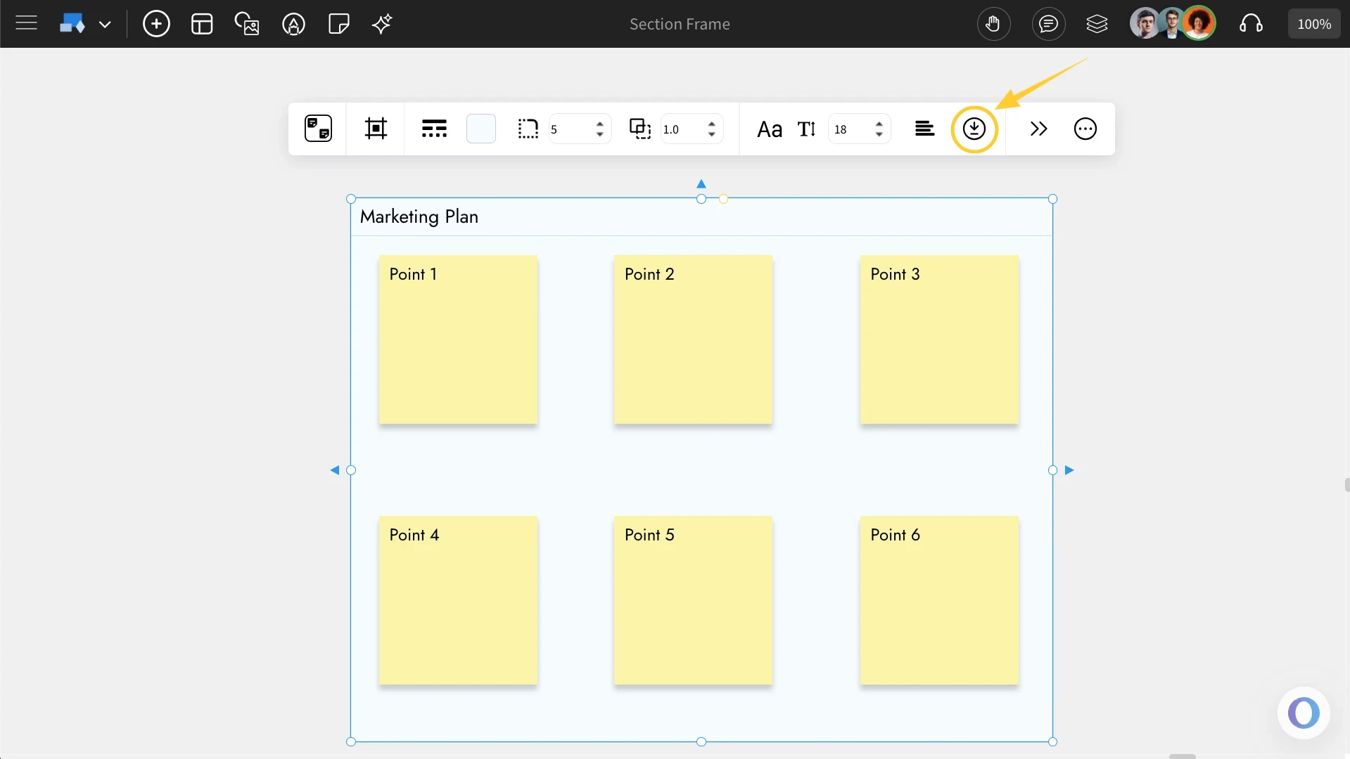 Exporting in the Section Frame component - MockFlow IdeaBoard