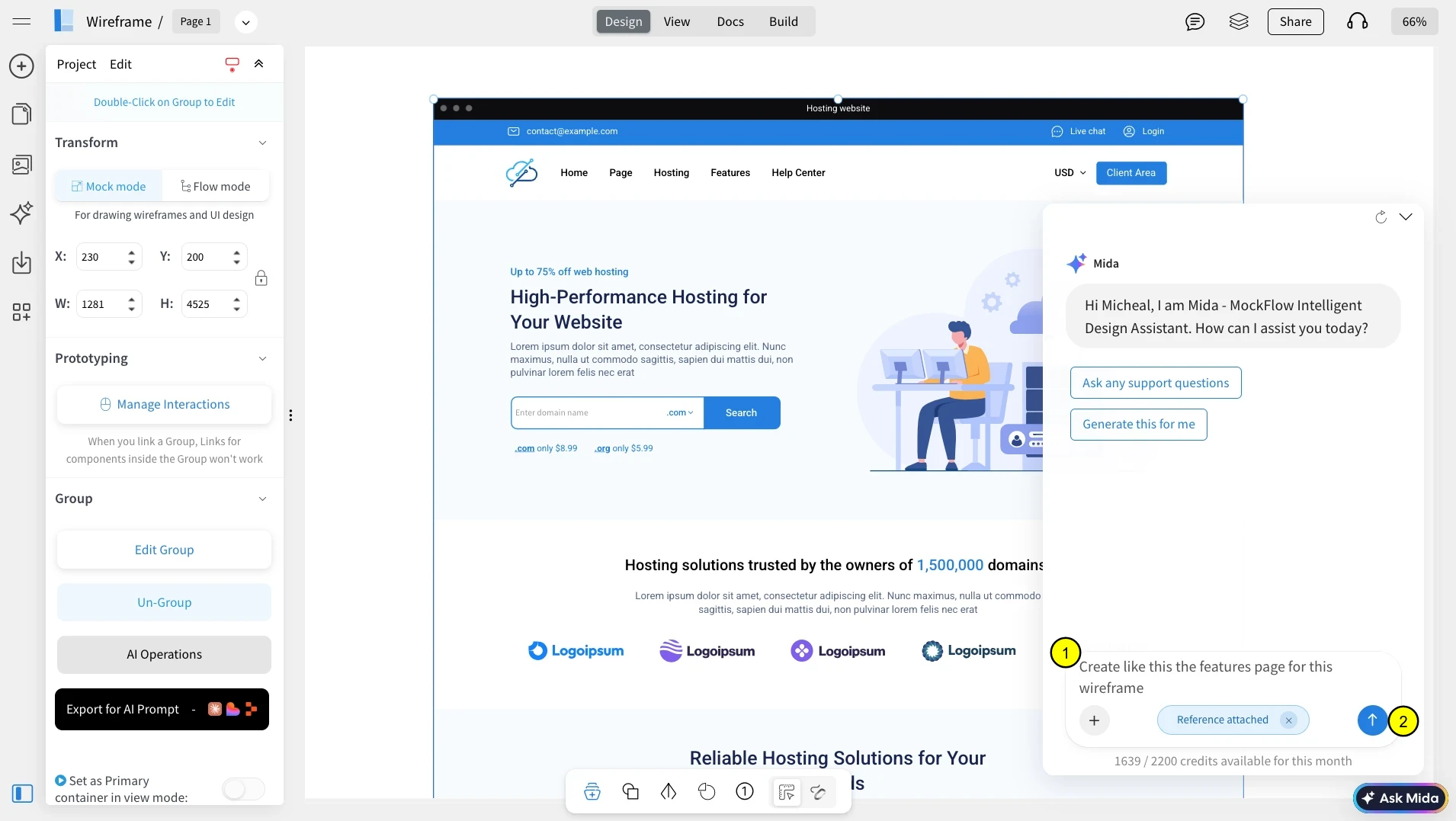 Entering the prompt in MIDA