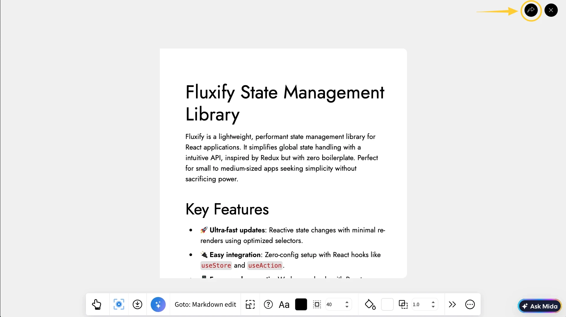 Sharing the Markdown Pro - MockFlow IdeaBoard