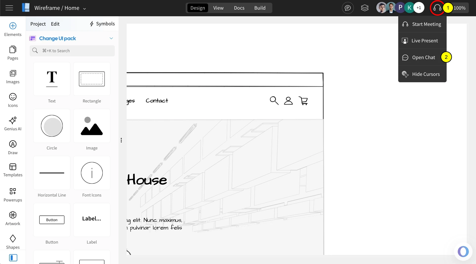 Navigate to Meeting icon and select open chat