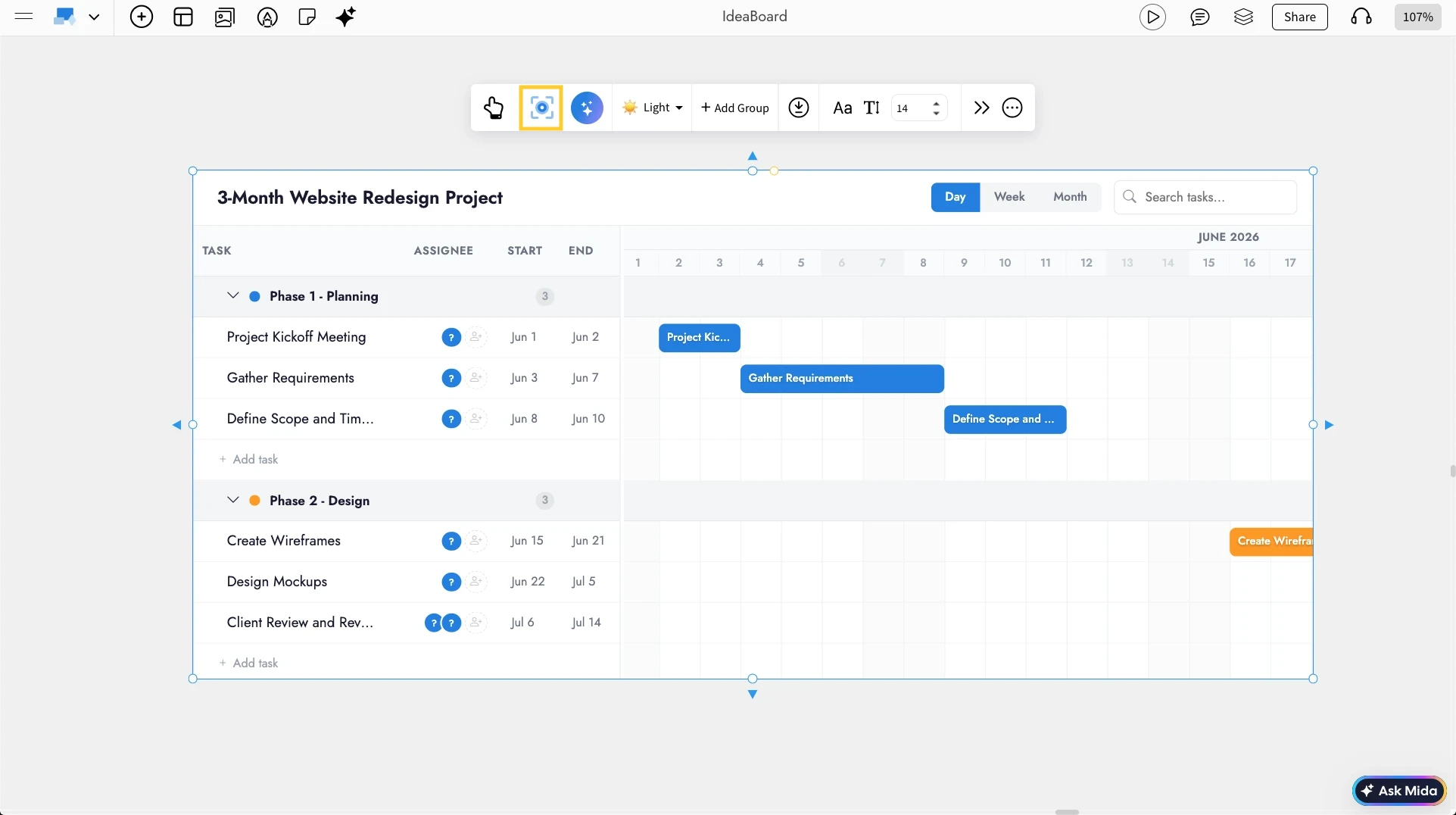 Focus mode in Gantt Chart - MockFlow IdeaBoard