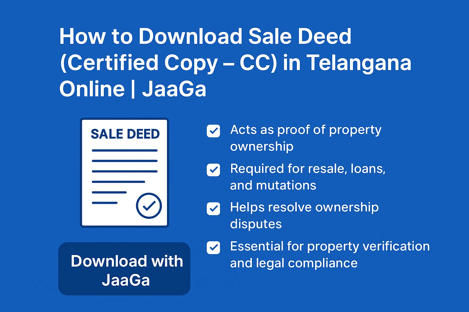 How to Download Sale Deed (Certified Copy – CC) in Telangana Online | JaaGa